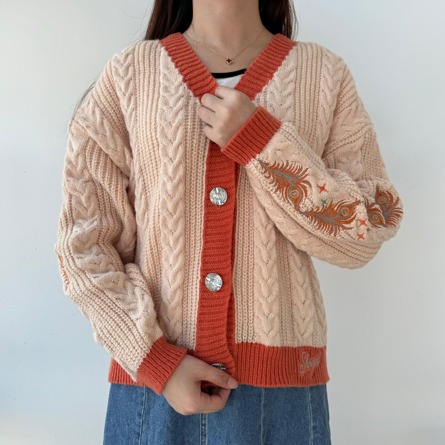 Orange Feather Showgirl Cardigan