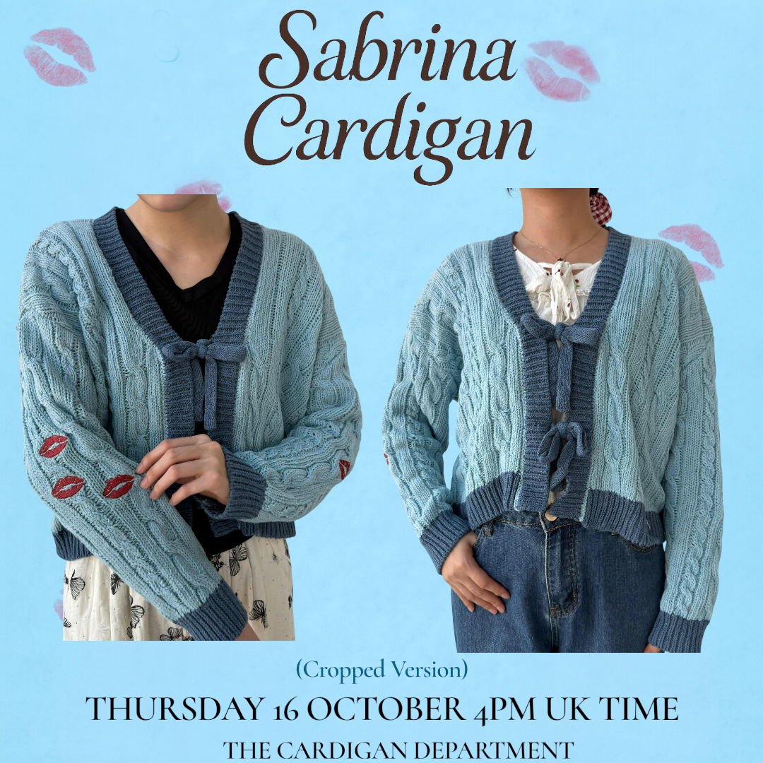 Sabrina: Blue Bow Cardigan (cropped version)