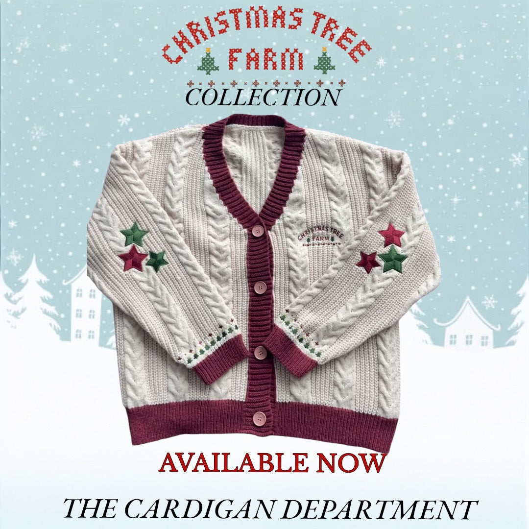 Maroon Christmas Tree Farm Cardigan