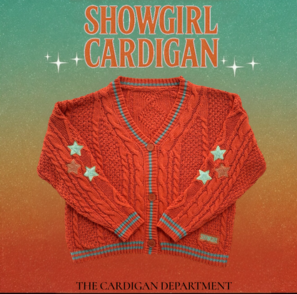 SHOWGIRL Star Cable Knit Cardigan: Orange ❤️‍🔥✨