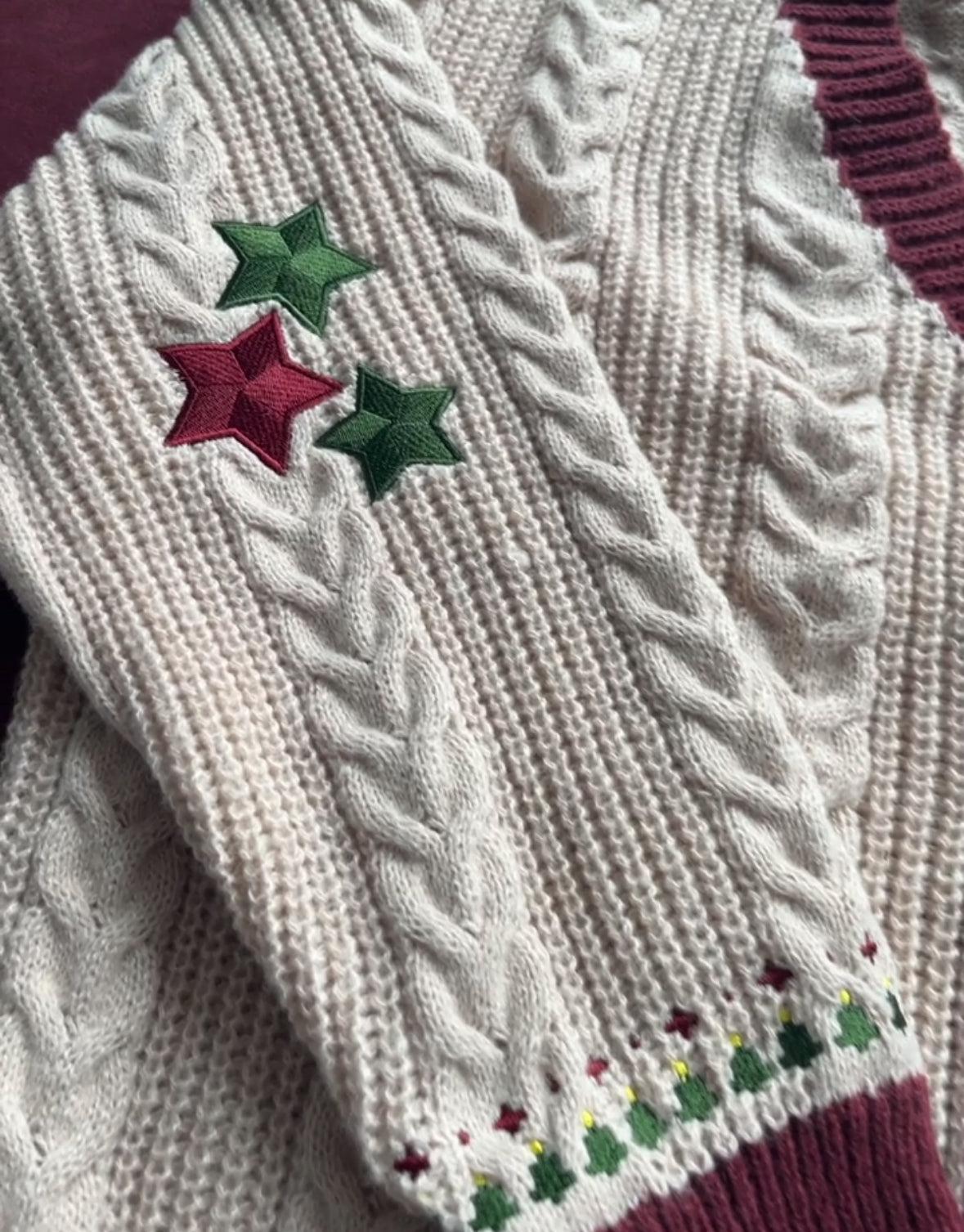 Maroon Christmas Tree Farm Cardigan