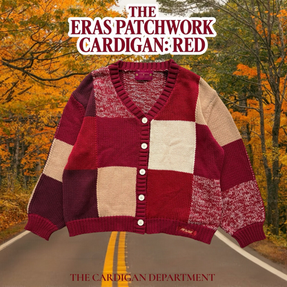 LIMITED EDITION: THE ERAS PATCHWORK CARDIGAN: RED
