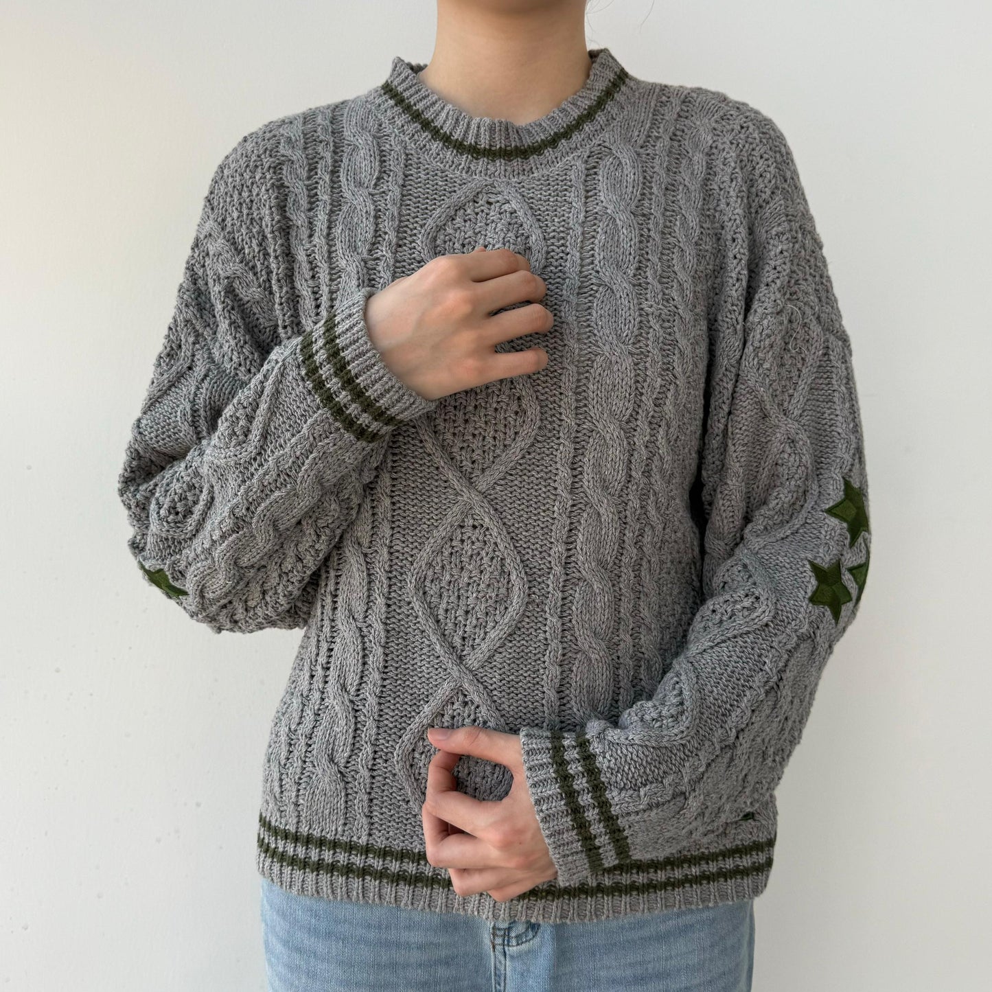 Grey Holiday Folklore Sweater