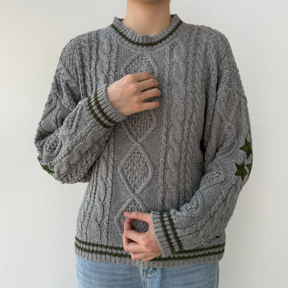 Grey Holiday Folklore Sweater