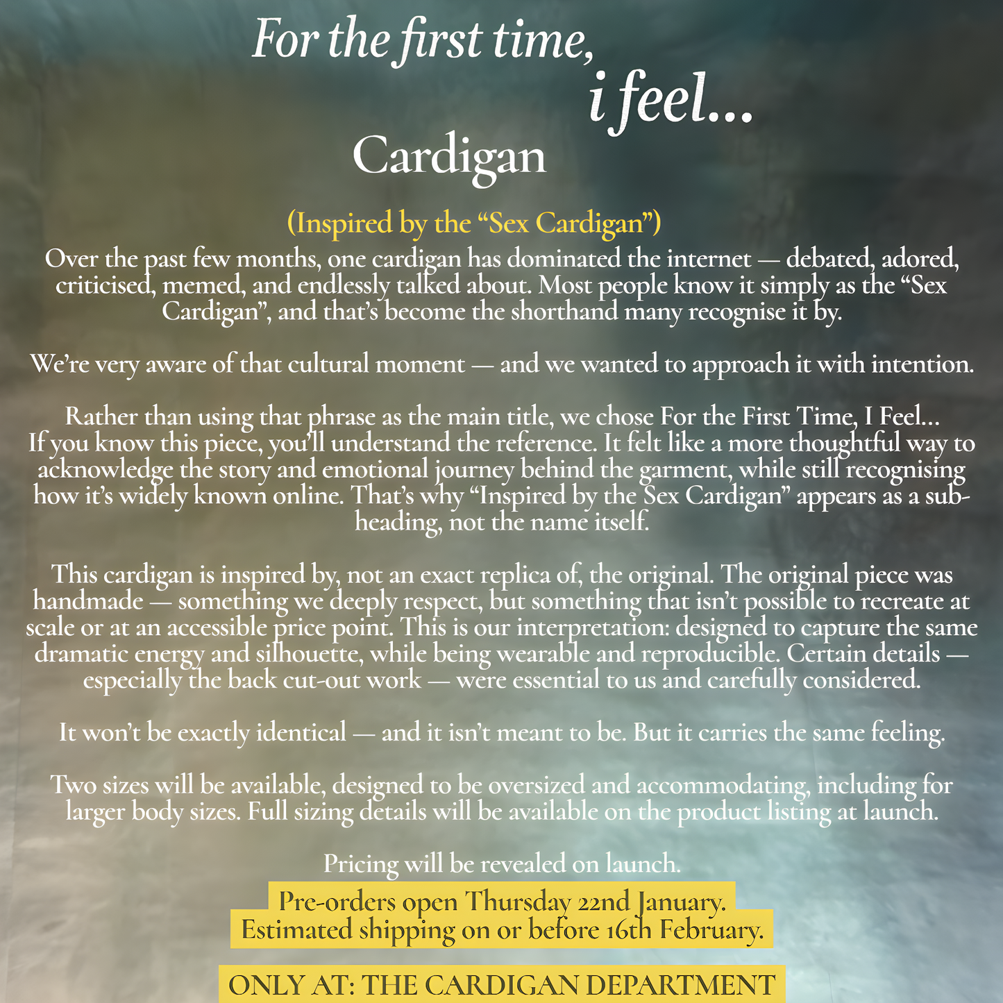 PRE ORDER: For the first time i feel…Cardigan (Inspired by the viral “s*x cardigan”)