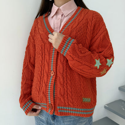 SHOWGIRL Star Cable Knit Cardigan: Orange ❤️‍🔥✨
