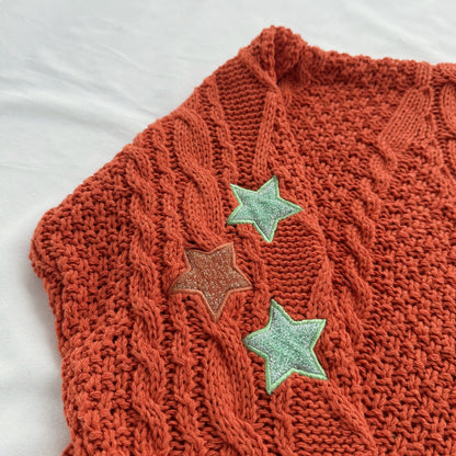 SHOWGIRL Star Cable Knit Cardigan: Orange ❤️‍🔥✨