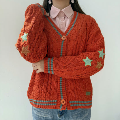 SHOWGIRL Star Cable Knit Cardigan: Orange ❤️‍🔥✨