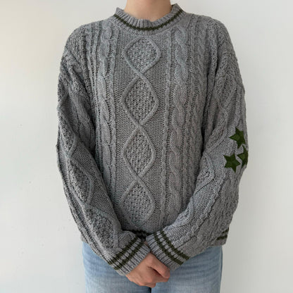 Grey Holiday Folklore Sweater