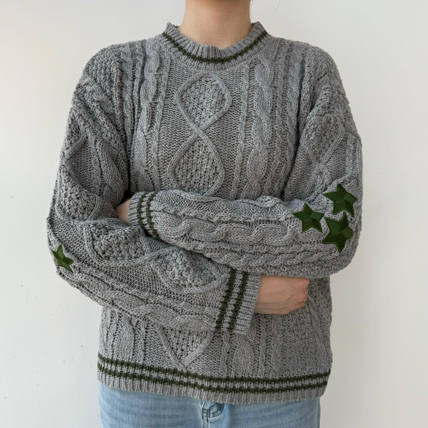 Grey Holiday Folklore Sweater