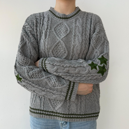Grey Holiday Folklore Sweater