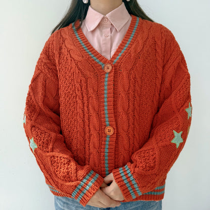 SHOWGIRL Star Cable Knit Cardigan: Orange ❤️‍🔥✨