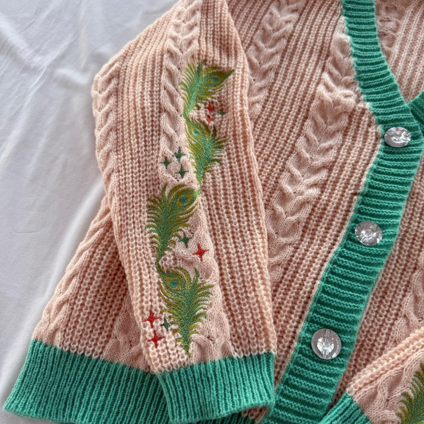 PRE ORDER: Teal Feather Showgirl Cardigan