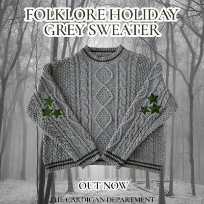 Grey Holiday Folklore Sweater